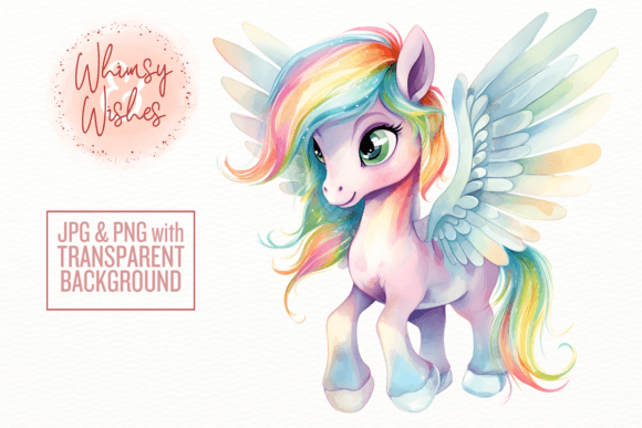 Download Pastel Rainbow Pegasus Watercolor - Pegasus Collection