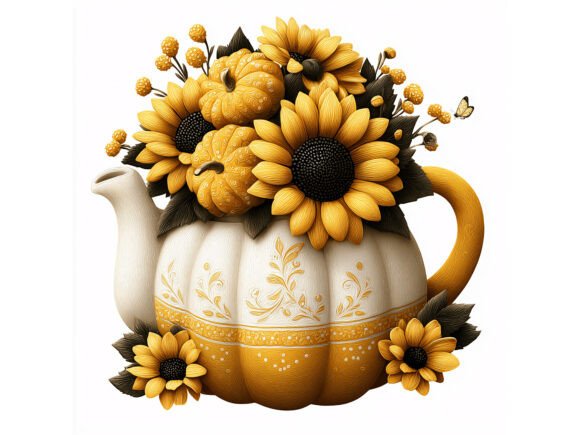 Download 9 JPG Sunflower Pumpkin Teapot Set - Jpg Collection